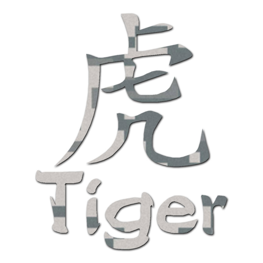Tiger Chinese Symbols - Vinyl Decal Sticker - Multiple Patterns